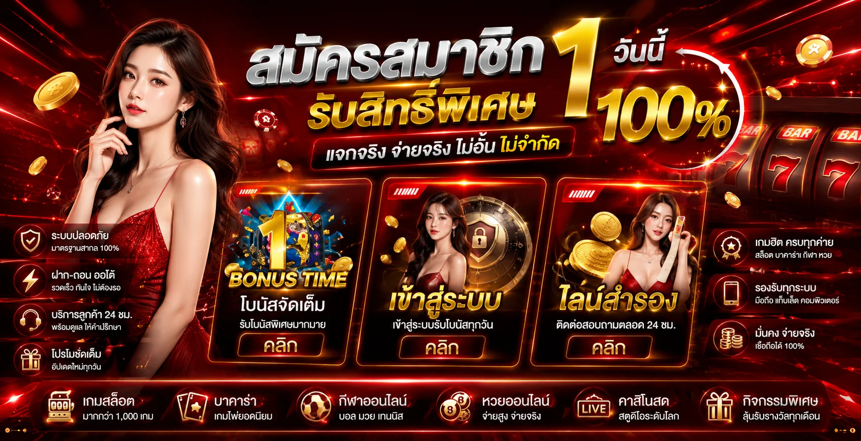 ดวงดี 168 โปรโมชั่นโบนัสสมาชิกใหม่ คืนยอดเสีย